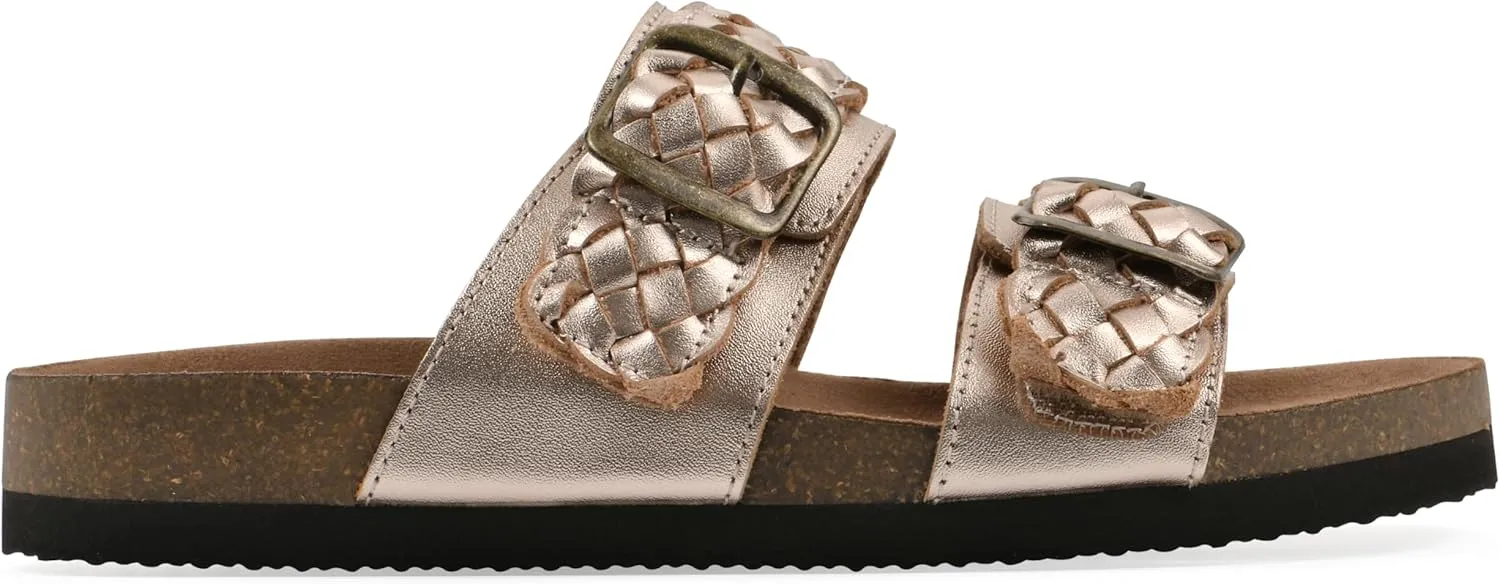 WHITE MOUNTAIN Women's Hey Hey Braided Double-Buckle Signature Comfort-Molded Footbed Sandal