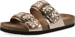 WHITE MOUNTAIN Women's Hey Hey Braided Double-Buckle Signature Comfort-Molded Footbed Sandal