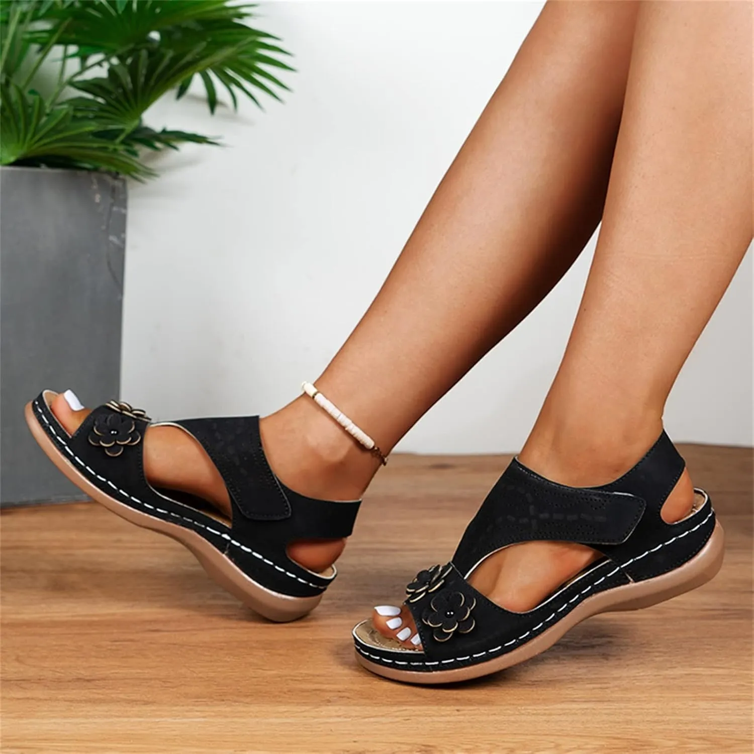 White Wedge Sandals for Women Orthopedic Leather Orthopedic Shoes for Women Dark Brown Sandals Women Dressy Womens Sandal with Arch Support Black Sandals Women Womens Strappy Heels