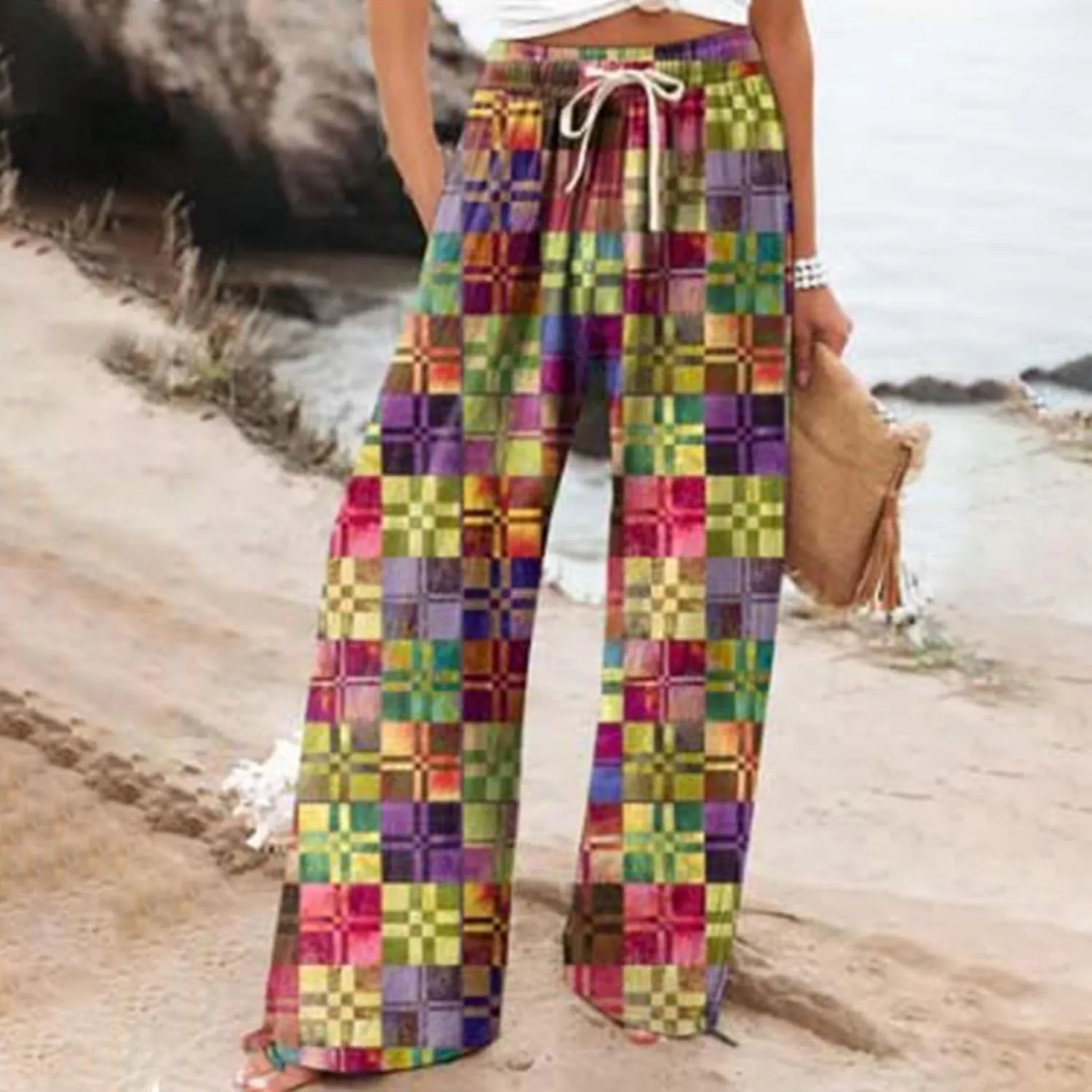 Wide Leg Linen Pants Linen Wide Leg Pants Pants with Elastic High Waist Paper Bag Cropped Linen Pants Linen Dress Pants