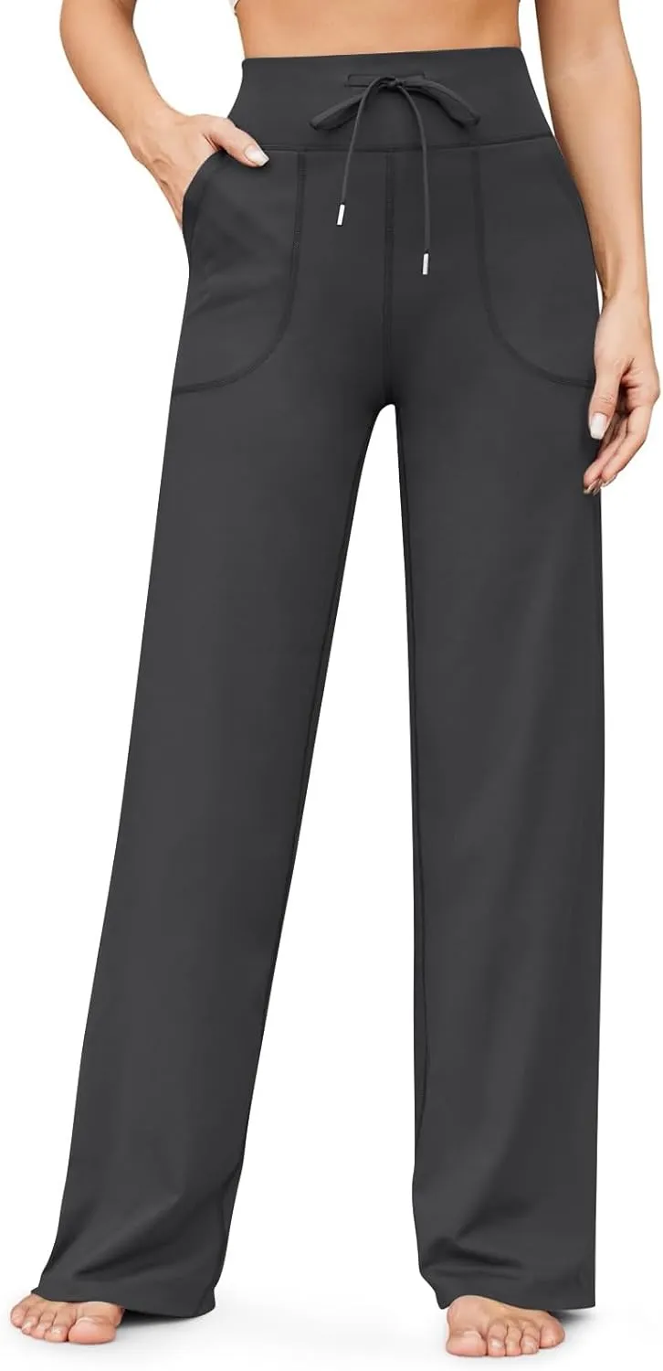 Wide Leg Yoga Pants for Women Stretch High Waisted Bootcut Leggings Tummy Control Flare Pants Comfy Trousers Pants