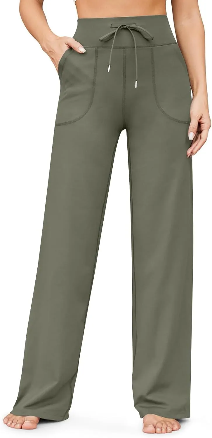 Wide Leg Yoga Pants for Women Stretch High Waisted Bootcut Leggings Tummy Control Flare Pants Comfy Trousers Pants