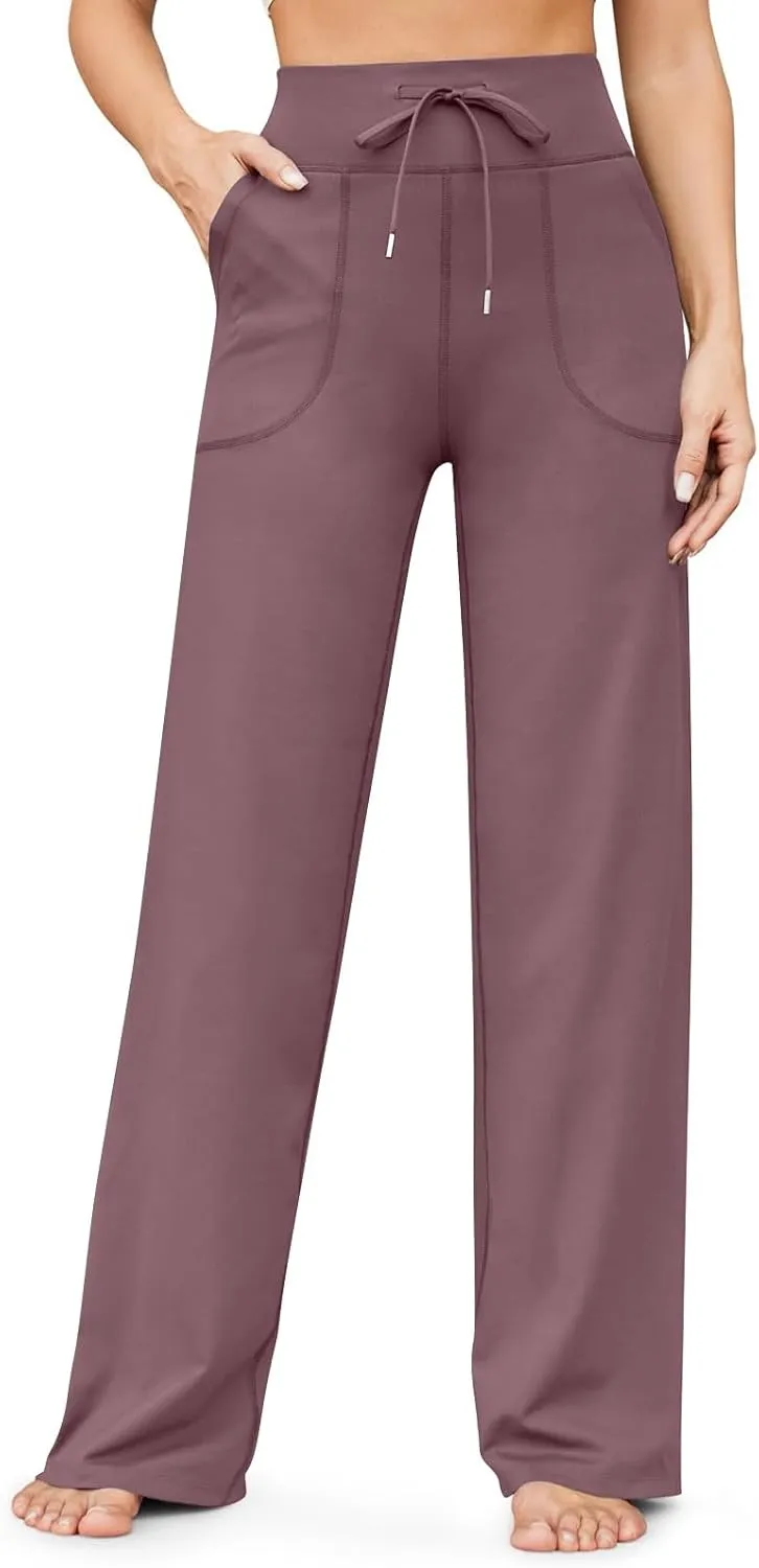 Wide Leg Yoga Pants for Women Stretch High Waisted Bootcut Leggings Tummy Control Flare Pants Comfy Trousers Pants