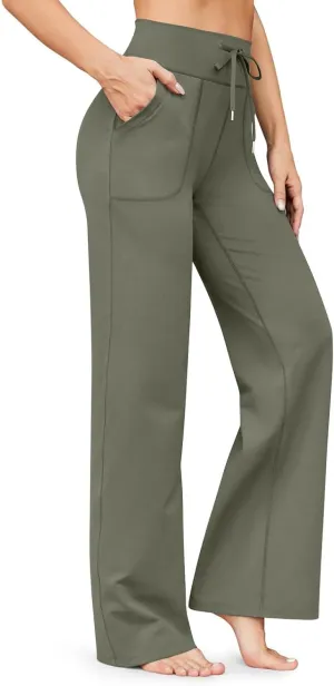 Wide Leg Yoga Pants for Women Stretch High Waisted Bootcut Leggings Tummy Control Flare Pants Comfy Trousers Pants