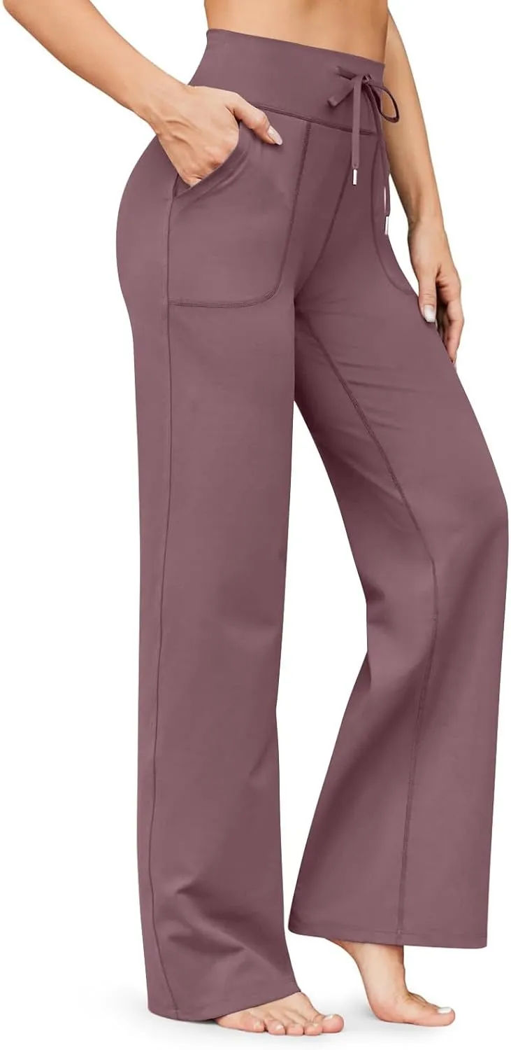 Wide Leg Yoga Pants for Women Stretch High Waisted Bootcut Leggings Tummy Control Flare Pants Comfy Trousers Pants