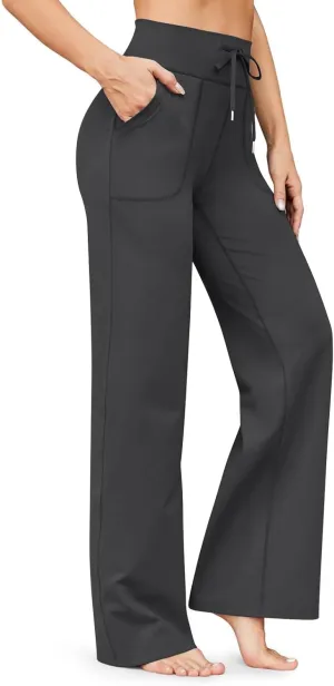 Wide Leg Yoga Pants for Women Stretch High Waisted Bootcut Leggings Tummy Control Flare Pants Comfy Trousers Pants