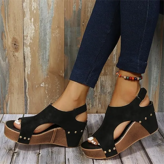 Wide Width Platform Wedge Sandals For Women Summer Dressy, Women's Open Toe Buckle Ankle Strap Summer Platform Wedge Sandals, Ladies Comfortable Low Heel Sandal Wedding Party Dress Shoe
