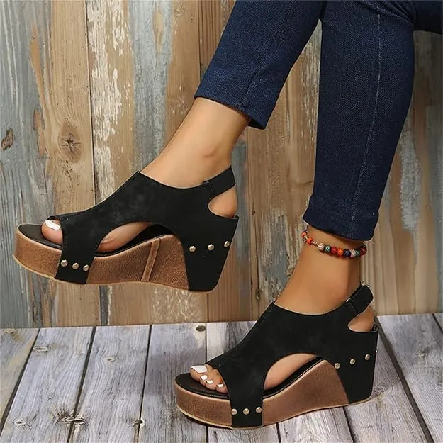Wide Width Platform Wedge Sandals For Women Summer Dressy, Women's Open Toe Buckle Ankle Strap Summer Platform Wedge Sandals, Ladies Comfortable Low Heel Sandal Wedding Party Dress Shoe