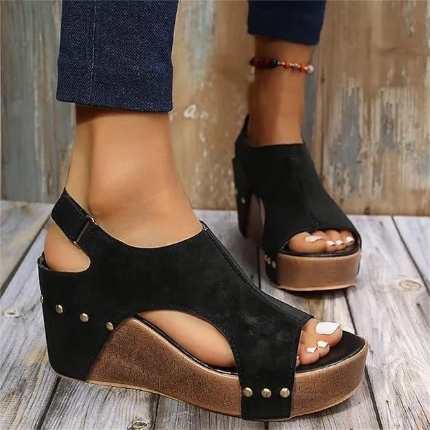 Wide Width Platform Wedge Sandals For Women Summer Dressy, Women's Open Toe Buckle Ankle Strap Summer Platform Wedge Sandals, Ladies Comfortable Low Heel Sandal Wedding Party Dress Shoe