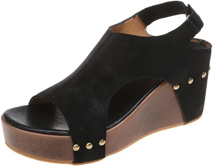 Wide Width Platform Wedge Sandals For Women Summer Dressy, Women's Open Toe Buckle Ankle Strap Summer Platform Wedge Sandals, Ladies Comfortable Low Heel Sandal Wedding Party Dress Shoe