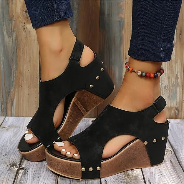 Wide Width Platform Wedge Sandals For Women Summer Dressy, Women's Open Toe Buckle Ankle Strap Summer Platform Wedge Sandals, Ladies Comfortable Low Heel Sandal Wedding Party Dress Shoe