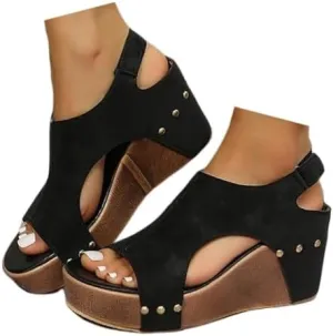 Wide Width Platform Wedge Sandals For Women Summer Dressy, Women's Open Toe Buckle Ankle Strap Summer Platform Wedge Sandals, Ladies Comfortable Low Heel Sandal Wedding Party Dress Shoe