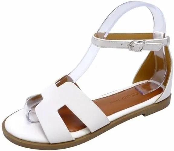 Wild Diva Women's Round Toe With Buckle Ankle Strap Sandals