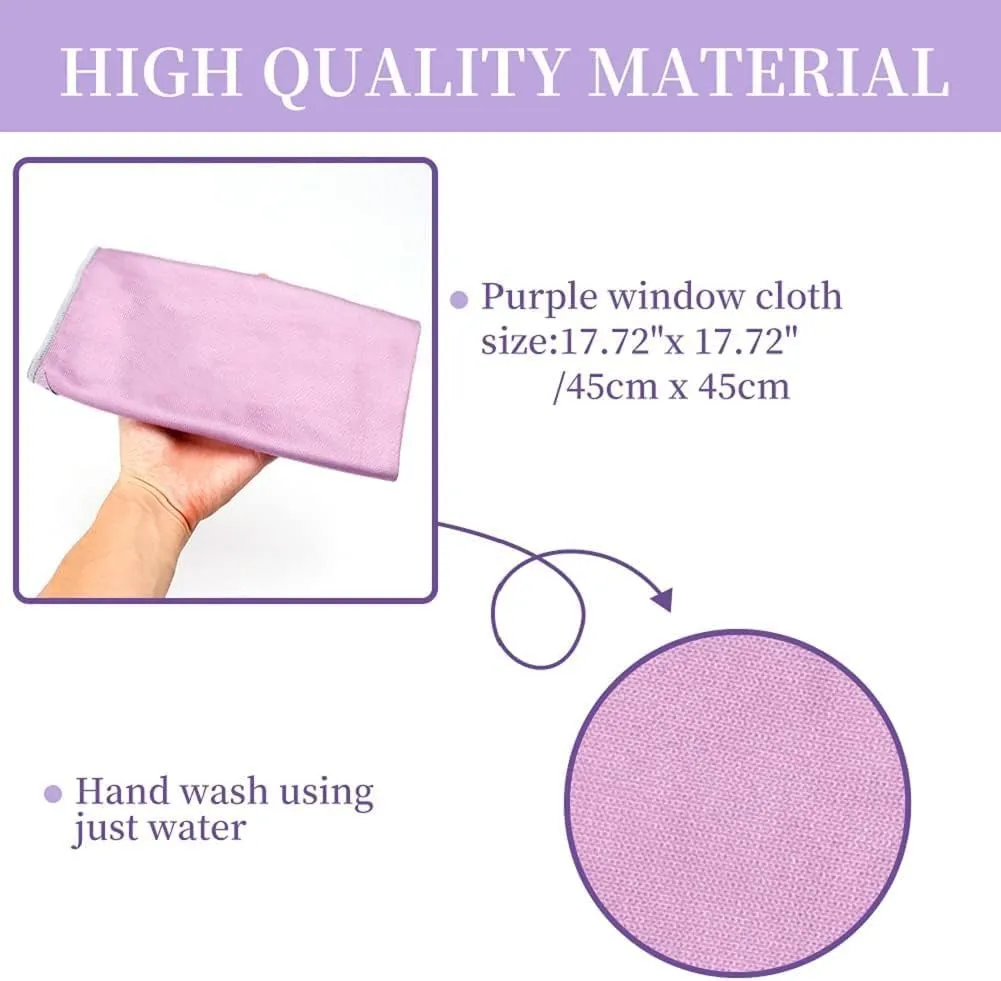 Window Cleaning Cloth, Glass Cleaning Cloth, Streaks Schatches Free. (Purple 2 Pack)