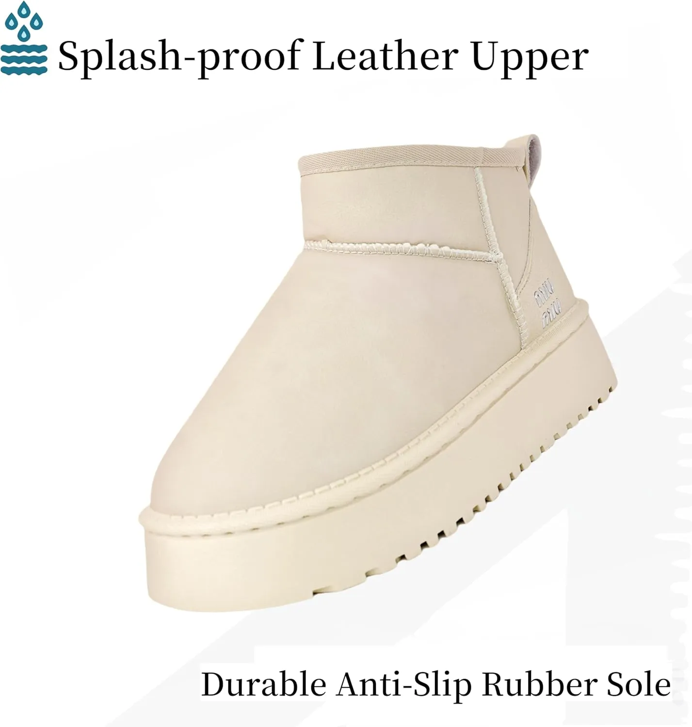 Winter Ankle Boots for Women - Water Resistant Leather Booties Non-Slip Platform Suede Mini Women's Boots - Perfect for Christmas Gifts