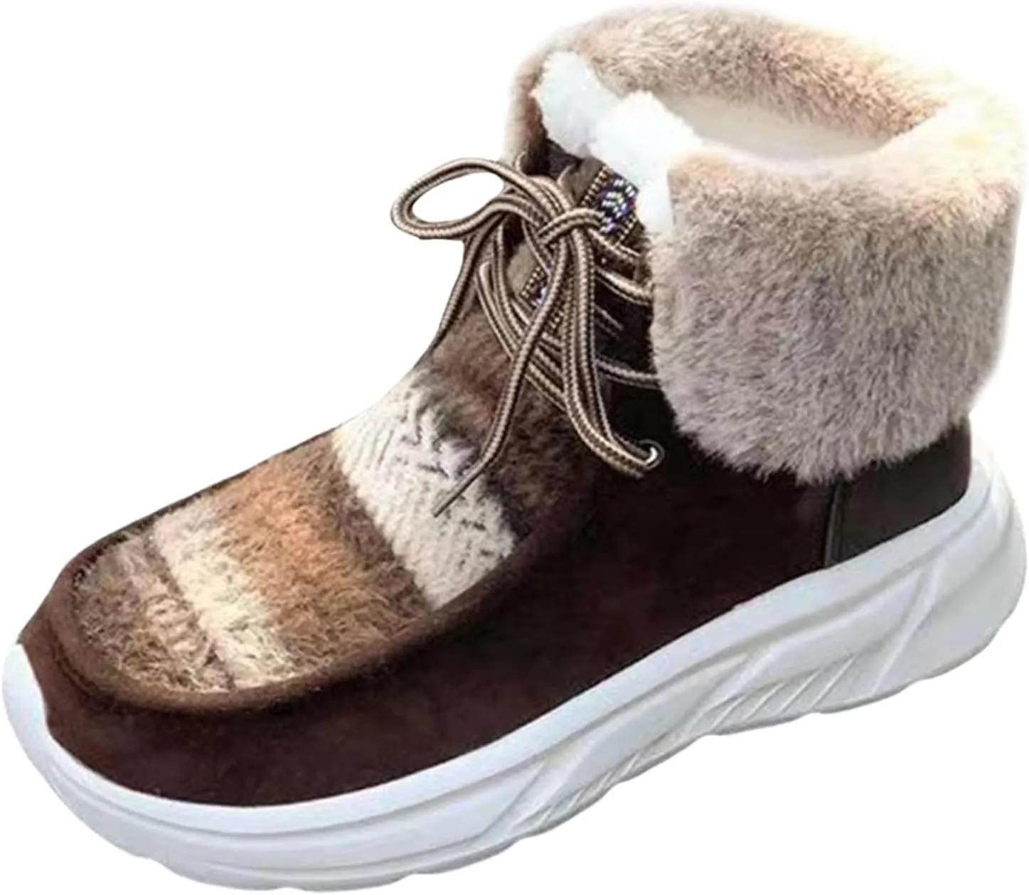 Winter Snow Boots For Women Casual Platform Wedge Booties Plush Fleece Lined Soft Thick Bottom Ankle Boots Warm Fashion Lace-up Sneakers Thermal Short Boots Slip On Outdoor Walking Tennis Shoes