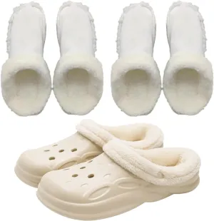 Winter Warm Insoles 2 Pairs, Unisex Home Slippers Insert, Removable and Washable Fur Insoles for Shoes, Boots, Slippers. (White, 9-9.5)