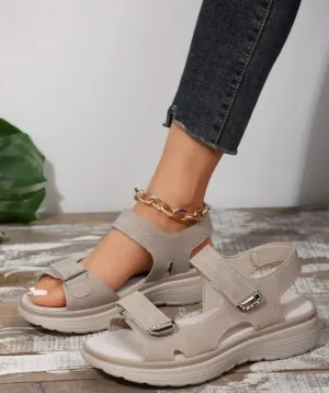 Women 2025 Sports Platform Summer Casual Sandals Hook Loop Orthopedic Slide Comfortable Fashion Walking Sandals with Arch Support Wide Width A-Grey,8.5
