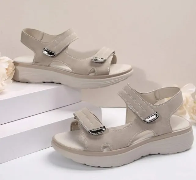 Women 2025 Sports Platform Summer Casual Sandals Hook Loop Orthopedic Slide Comfortable Fashion Walking Sandals with Arch Support Wide Width A-Grey,8.5