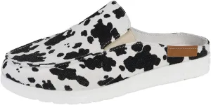 Women Canvas Slip On Lightweight Mule Sneaker,Summer Fashion Open Back Flats Walking Shoes Closed Round Toe Low Non-Slip Sneakers 2025 Top Casual Loafer Comfort