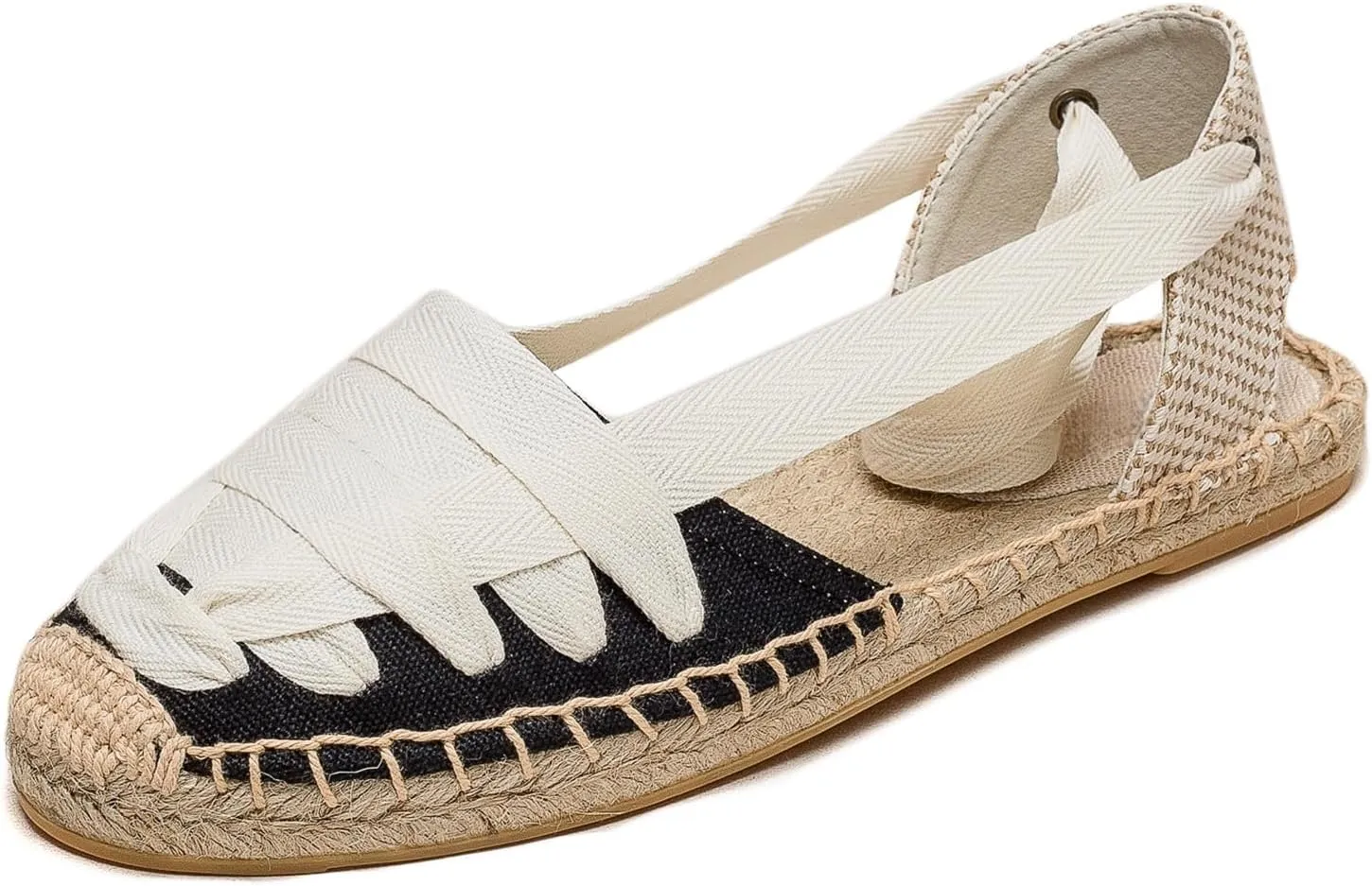 Women Espadrille Lace Up Flats Comfortable Summer Breathable Espadrille Sandals Adjustable Shoelace Dating Work Travel