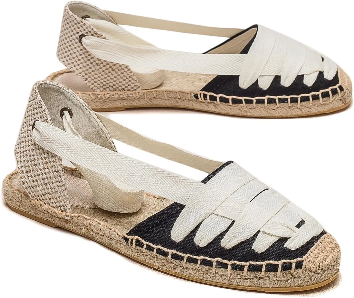 Women Espadrille Lace Up Flats Comfortable Summer Breathable Espadrille Sandals Adjustable Shoelace Dating Work Travel