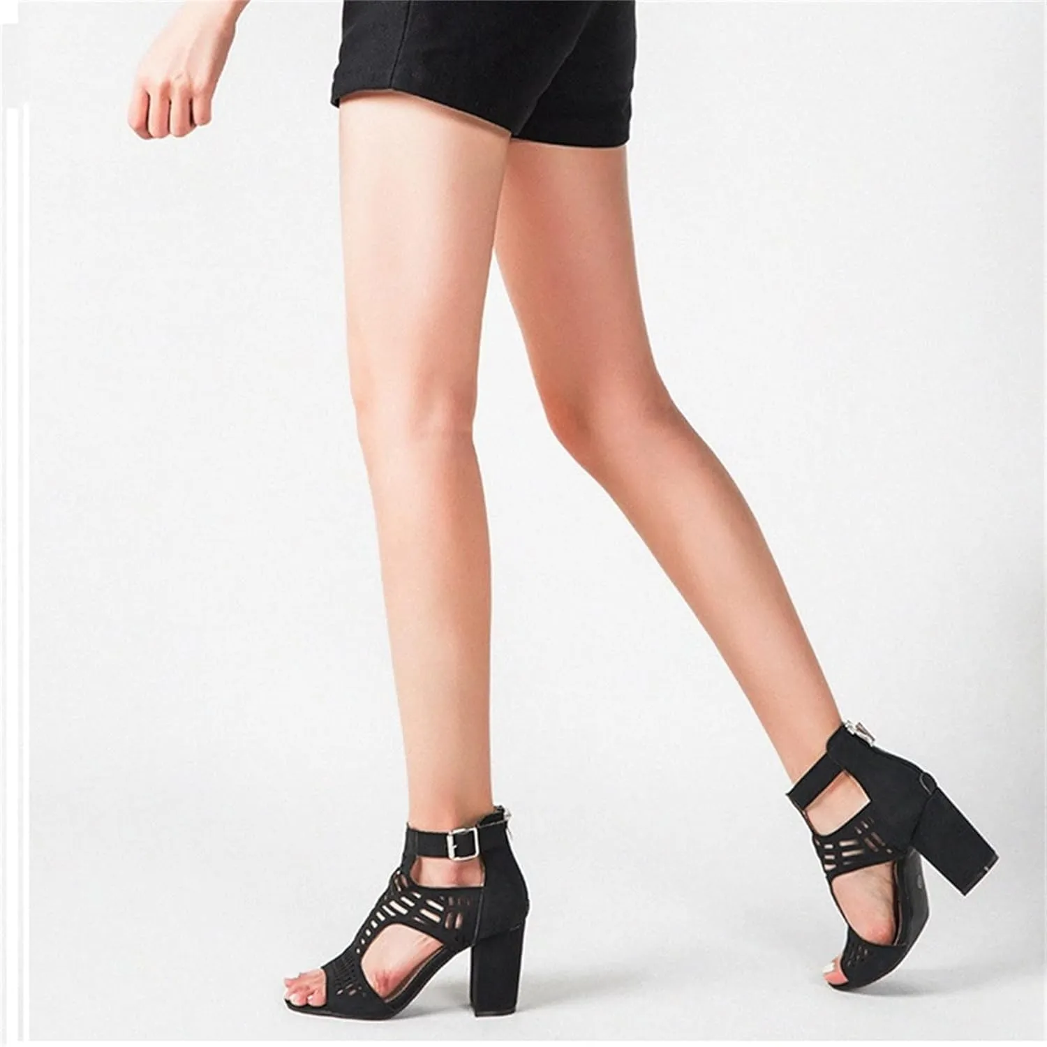 Women Open Toe Sandal Dressy Summer Chunky Block High Heel Shoes Hollow Out Heeled Ankle Straps Dress Pumps Shoes 2025
