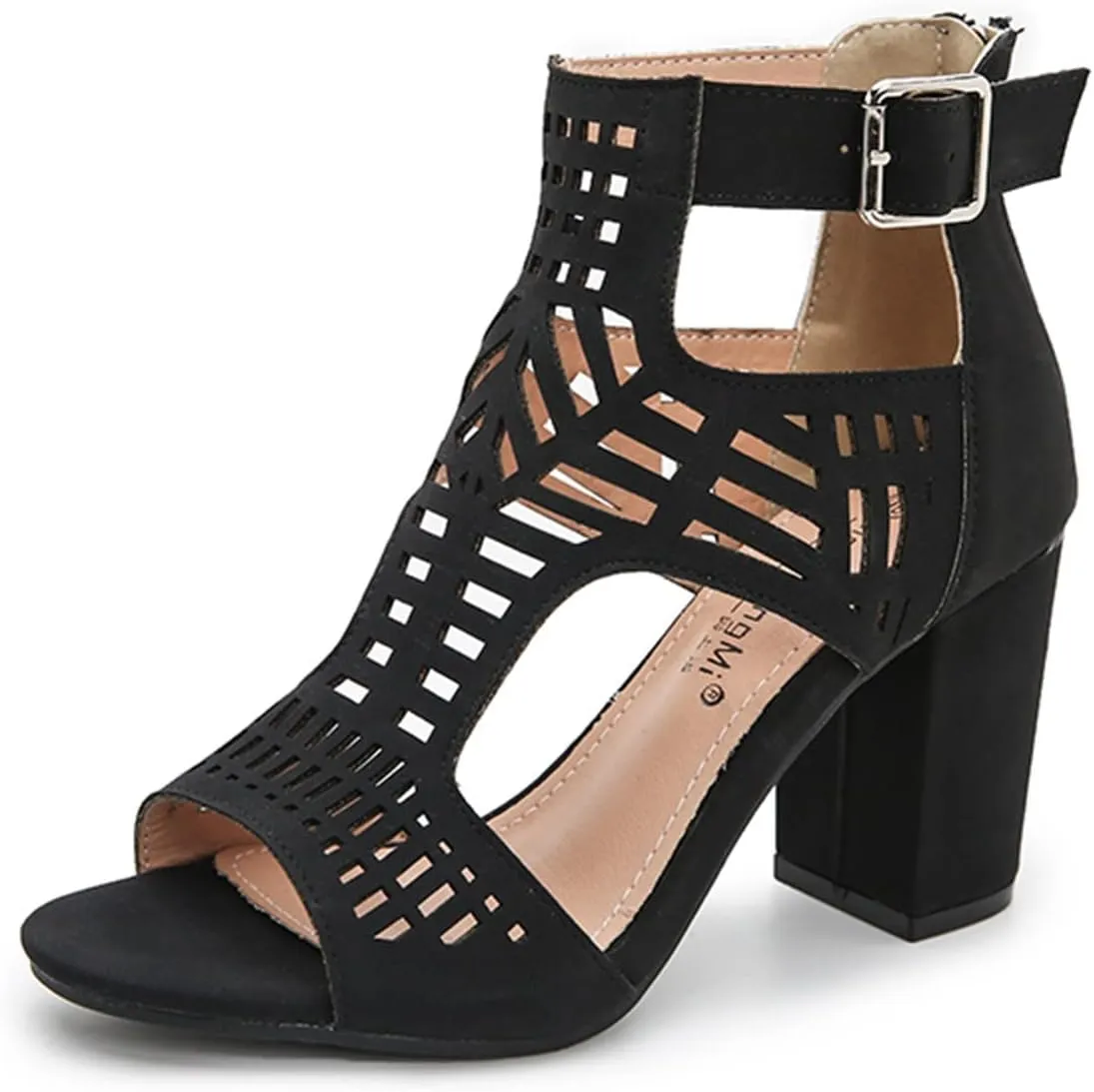 Women Open Toe Sandal Dressy Summer Chunky Block High Heel Shoes Hollow Out Heeled Ankle Straps Dress Pumps Shoes 2025