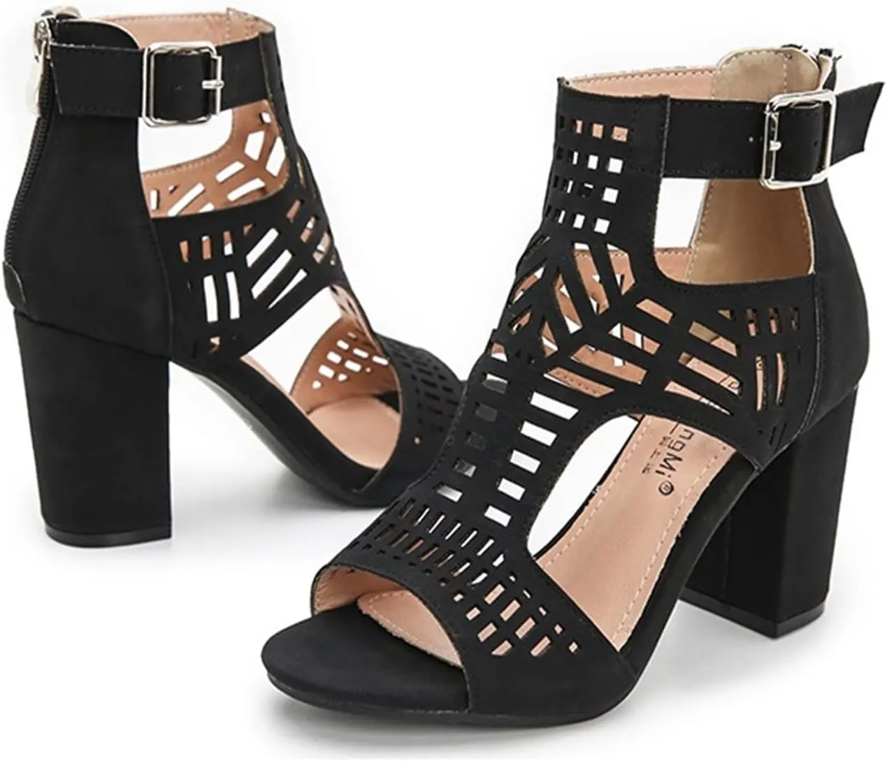Women Open Toe Sandal Dressy Summer Chunky Block High Heel Shoes Hollow Out Heeled Ankle Straps Dress Pumps Shoes 2025