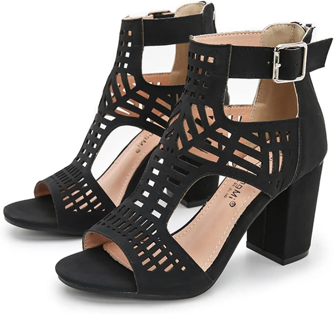 Women Open Toe Sandal Dressy Summer Chunky Block High Heel Shoes Hollow Out Heeled Ankle Straps Dress Pumps Shoes 2025