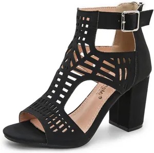 Women Open Toe Sandal Dressy Summer Chunky Block High Heel Shoes Hollow Out Heeled Ankle Straps Dress Pumps Shoes 2025