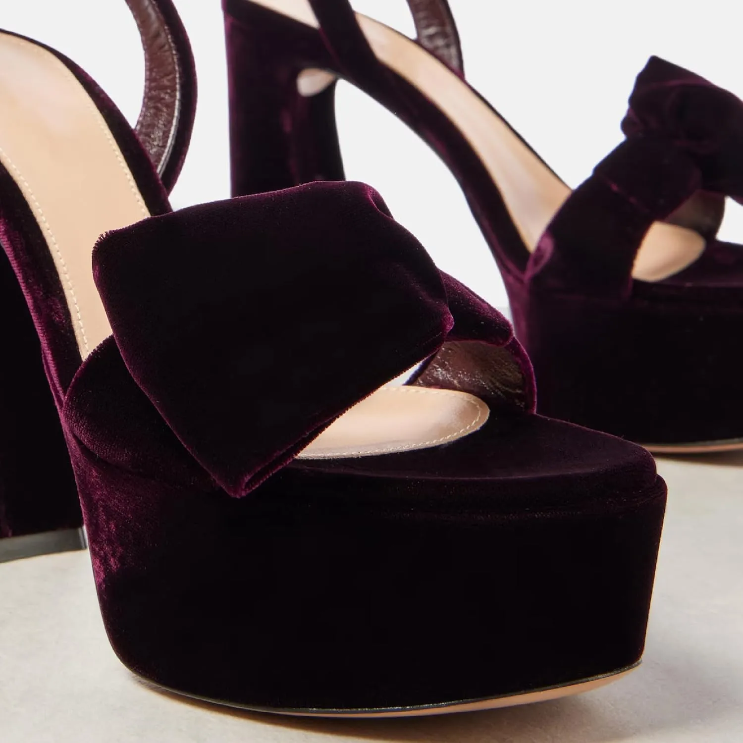 Women Platform Sandals with bow Chunky Block 5 Inch High Heel Ankle Strap Peep Open Toe Slingback Dress Shoes for Wedding Party