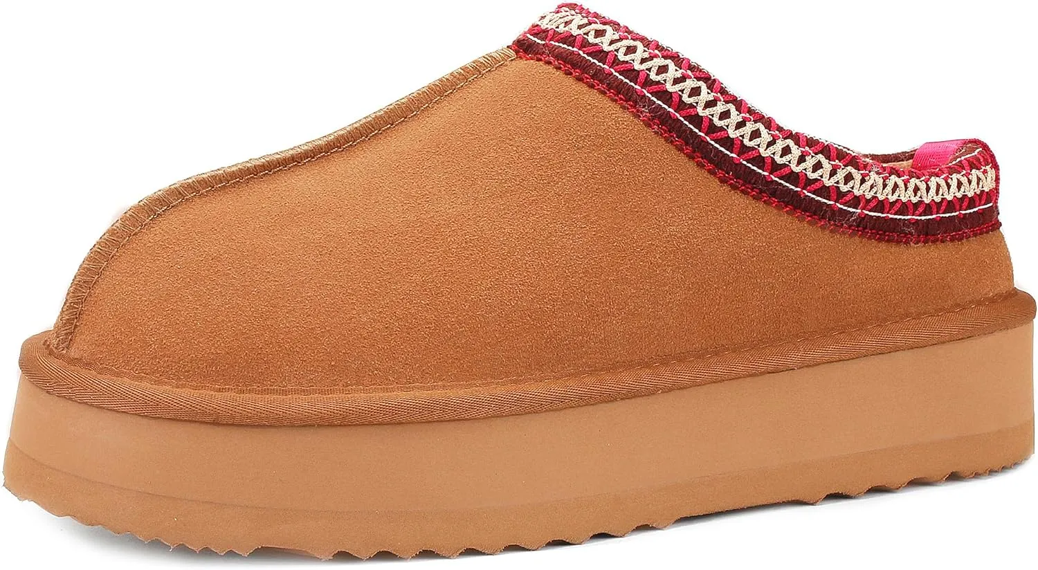 Women Platform Slippers Mini Boots Suede Leather Short Ankle Booties Fuzzy Fur Slip On House Shoes