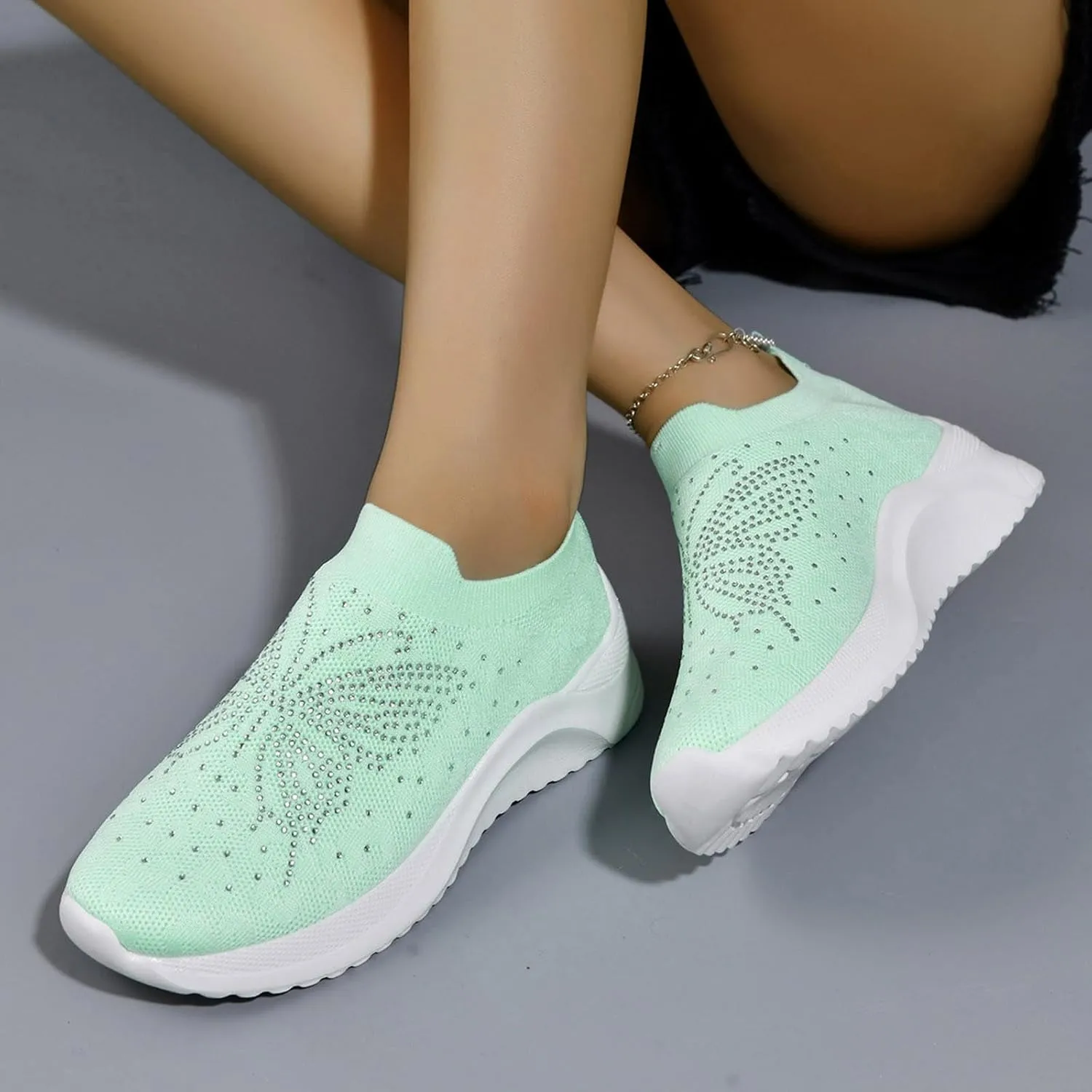 Women Shoes Soft Sole Casual Shoes Fashionable Flat Bottom Non Positioning Floral Casual Flat Sneaker Boots for Women Mesh