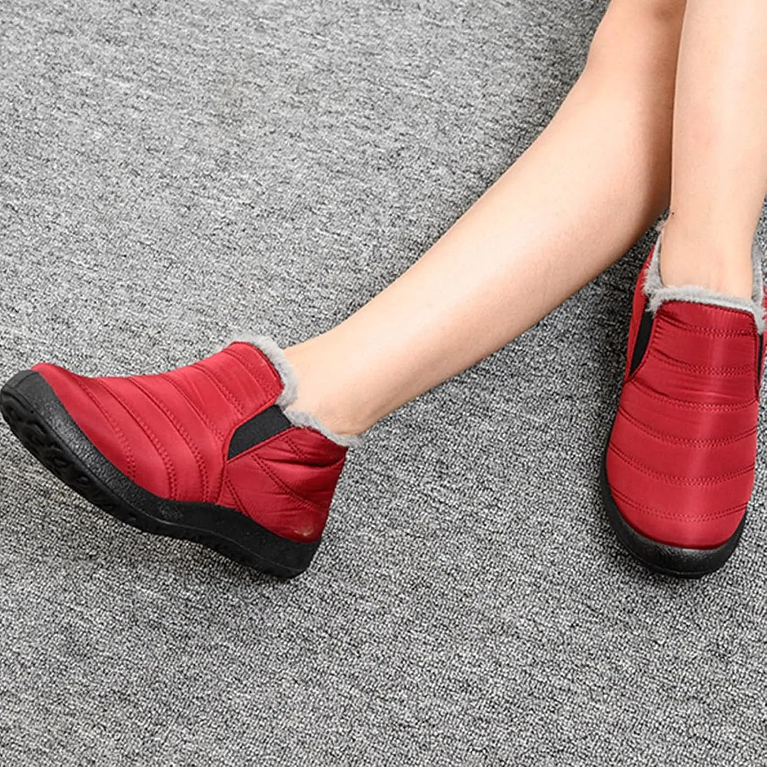 Women Snow Boots Waterproof Cloth Mens Plush Lined Platform Boots Comfy Hiking Boots Warm Winter Ankle Booties