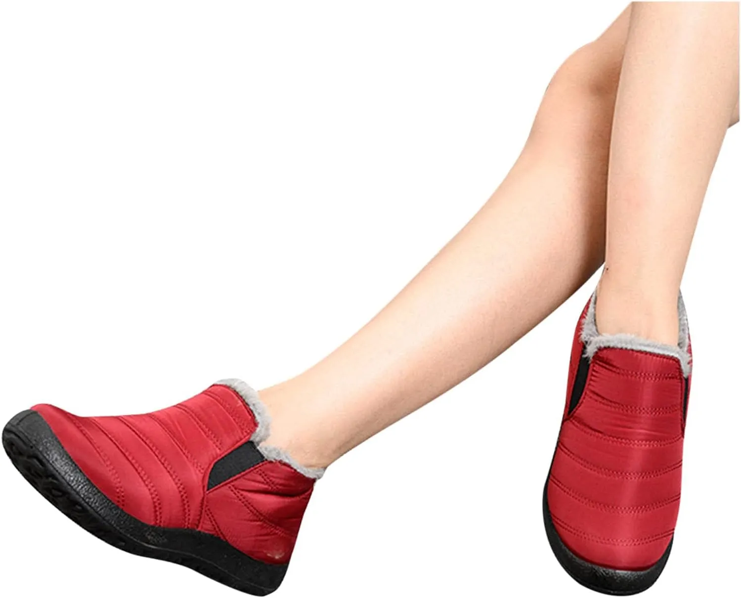Women Snow Boots Waterproof Cloth Mens Plush Lined Platform Boots Comfy Hiking Boots Warm Winter Ankle Booties