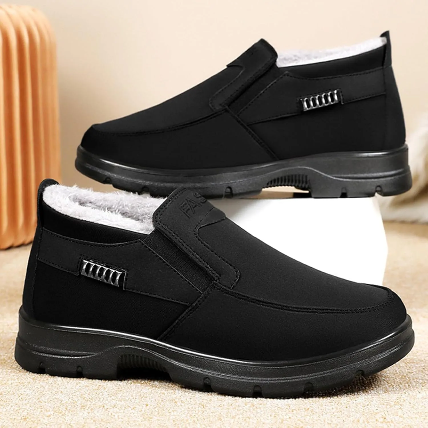 Women Winter Ankle Boots Waterproof Anti-Slip Plush Lined High Top Leather Snow Loafers Hiking Walking Shoes
