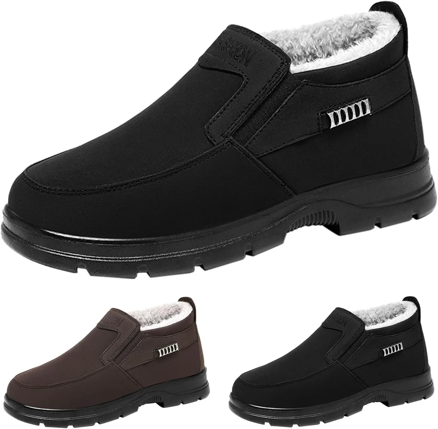 Women Winter Ankle Boots Waterproof Anti-Slip Plush Lined High Top Leather Snow Loafers Hiking Walking Shoes