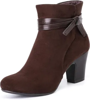 Women's Ankle Boots Casual Fashion Ladies Chunky Heeled Booties Comfortable Low Mid Heel Round Closed Toe Fall Winter Boots for Women.
