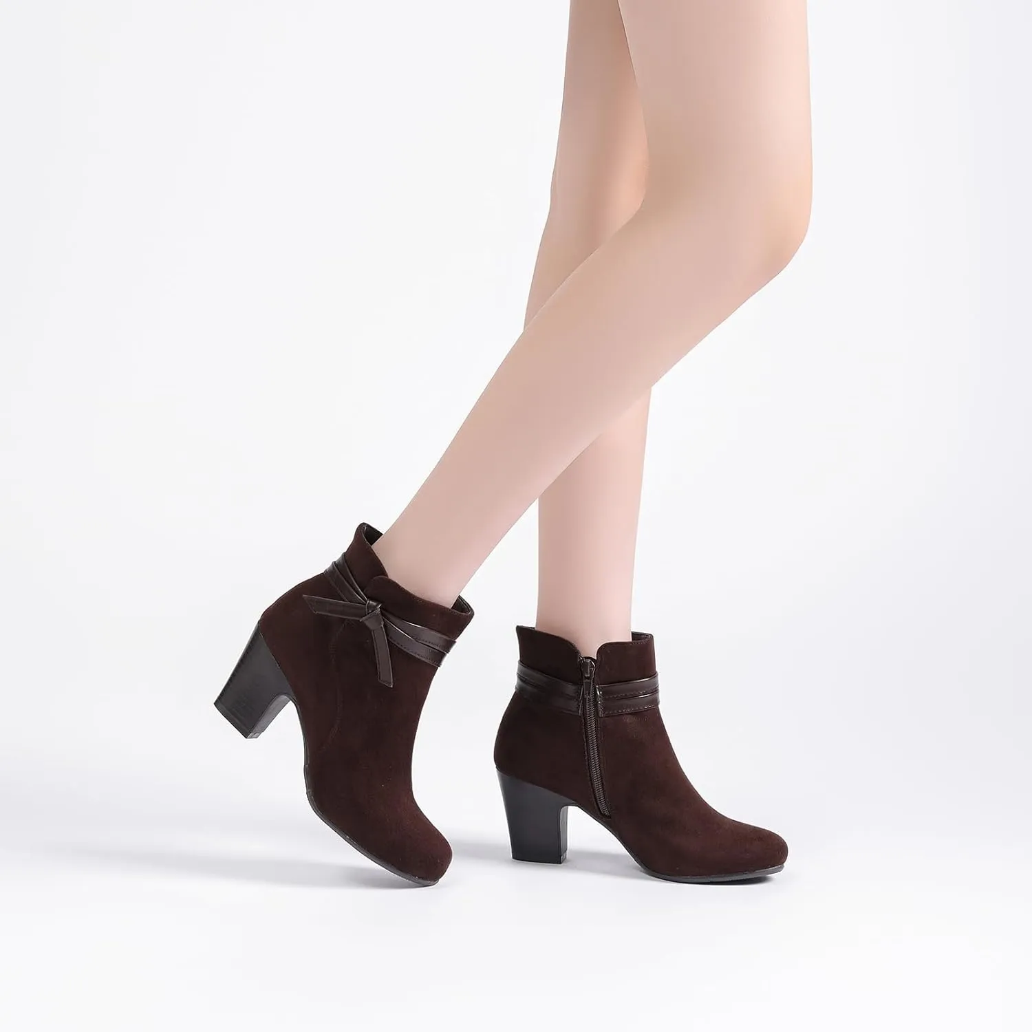 Women's Ankle Boots Casual Fashion Ladies Chunky Heeled Booties Comfortable Low Mid Heel Round Closed Toe Fall Winter Boots for Women.