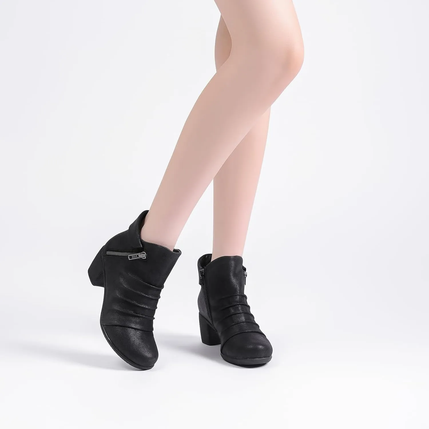 Women's Ankle Boots Casual Fashion Ladies Chunky Heeled Booties Comfortable Low Mid Heel Round Closed Toe Fall Winter Boots for Women.