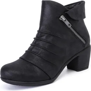 Women's Ankle Boots Casual Fashion Ladies Chunky Heeled Booties Comfortable Low Mid Heel Round Closed Toe Fall Winter Boots for Women.