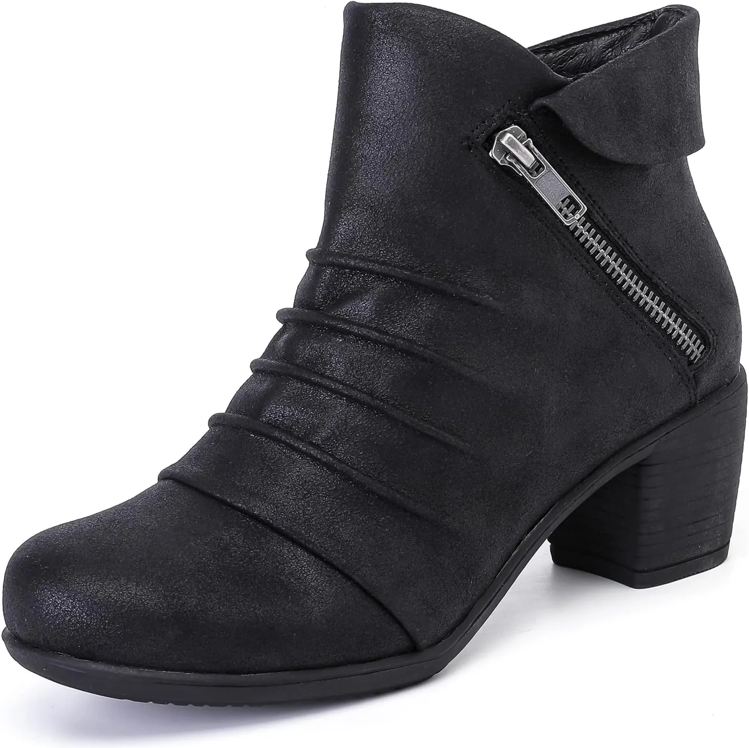 Women's Ankle Boots Casual Fashion Ladies Chunky Heeled Booties Comfortable Low Mid Heel Round Closed Toe Fall Winter Boots for Women.