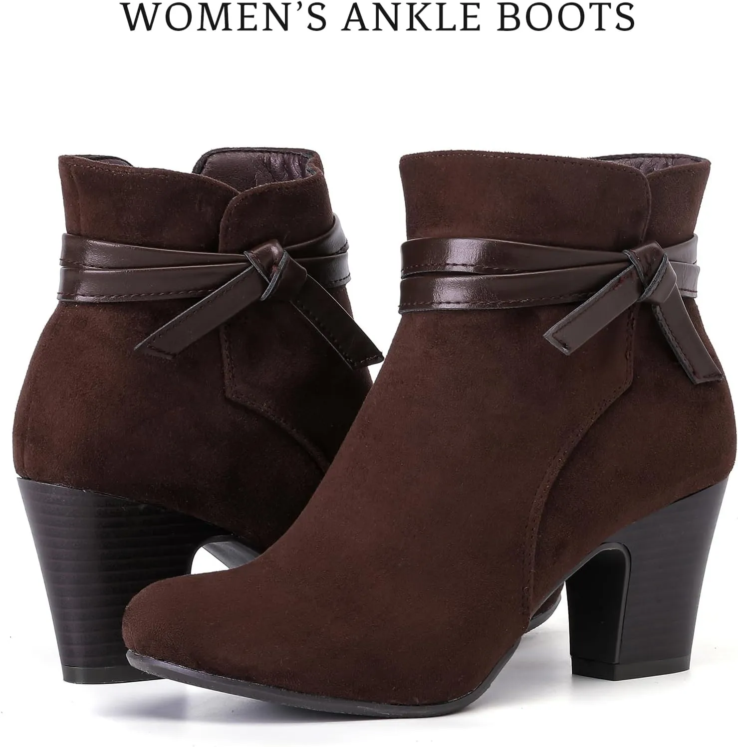 Women's Ankle Boots Casual Fashion Ladies Chunky Heeled Booties Comfortable Low Mid Heel Round Closed Toe Fall Winter Boots for Women.