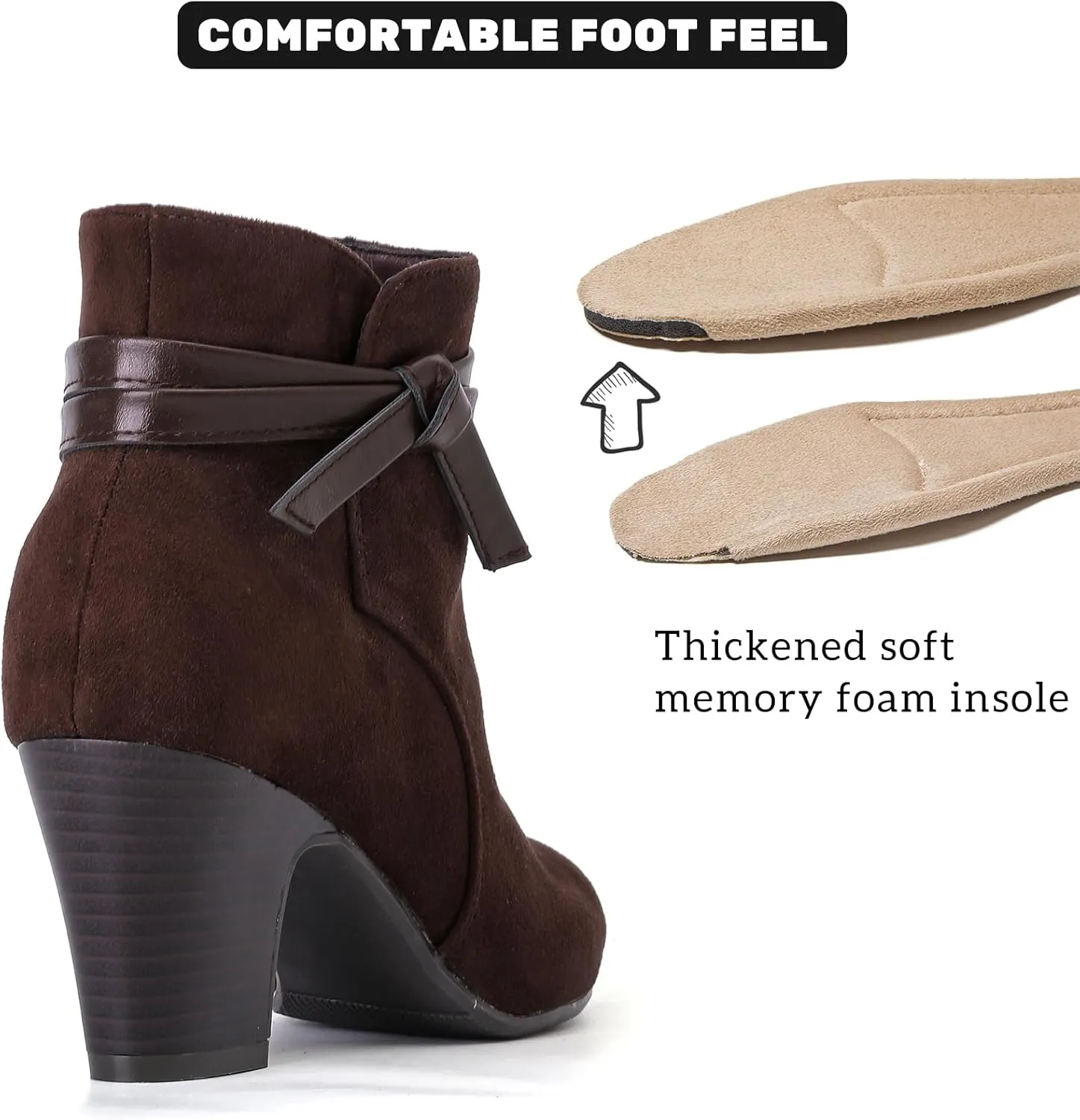 Women's Ankle Boots Casual Fashion Ladies Chunky Heeled Booties Comfortable Low Mid Heel Round Closed Toe Fall Winter Boots for Women.