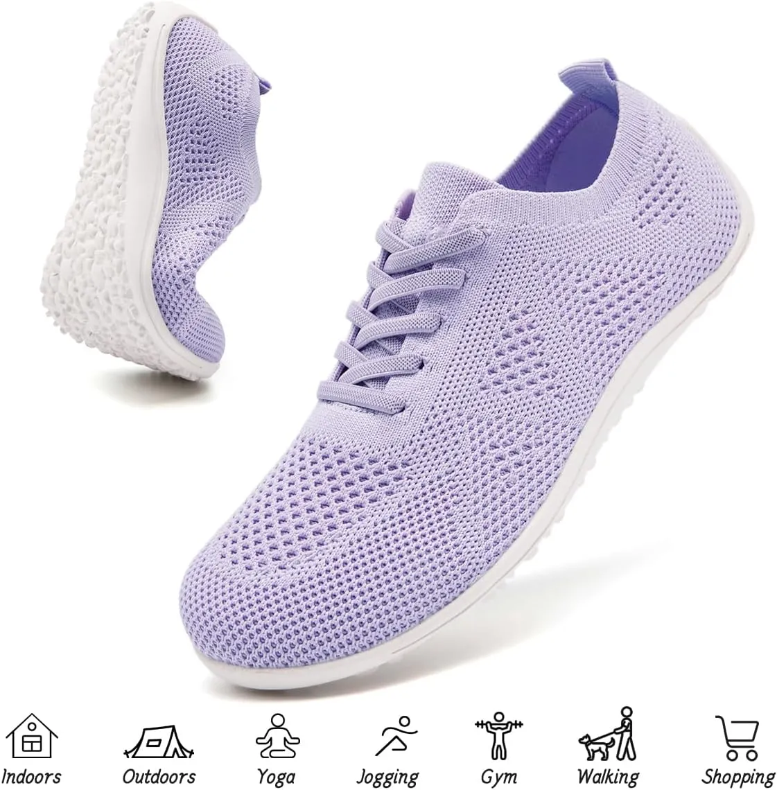 Women's Barefoot Shoes Walking Sports Zero Drop Sole Running Casual Sneakers Slip On Breathable Soft Fashion House Shoes White