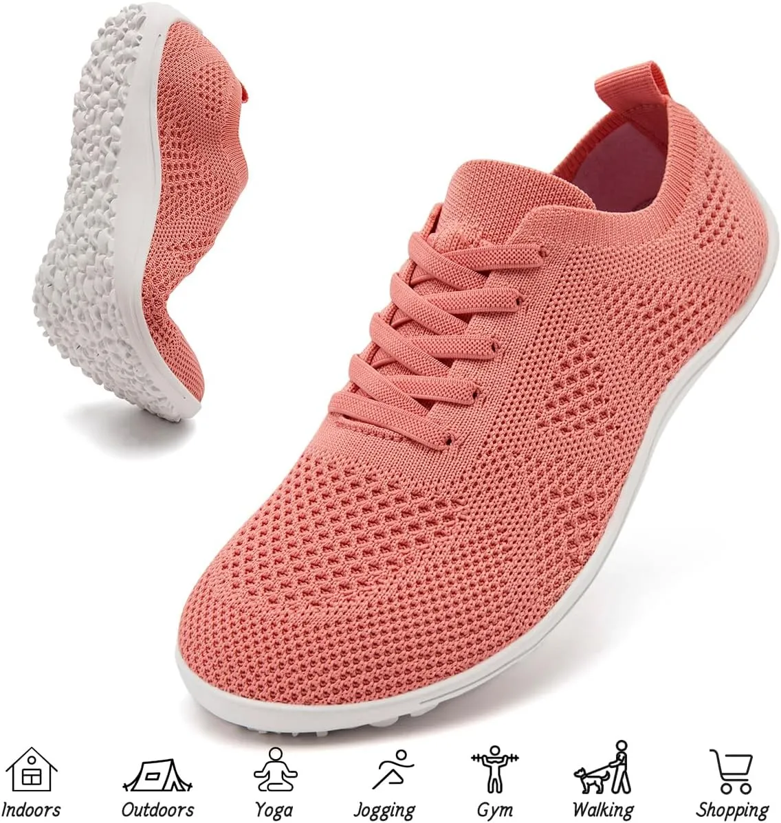 Women's Barefoot Shoes Walking Sports Zero Drop Sole Running Casual Sneakers Slip On Breathable Soft Fashion House Shoes White