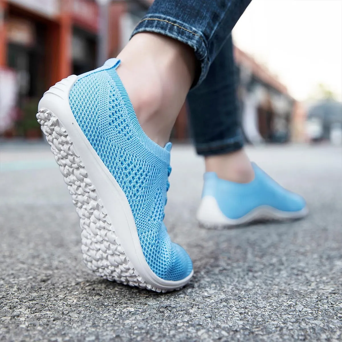 Women's Barefoot Shoes Walking Sports Zero Drop Sole Running Casual Sneakers Slip On Breathable Soft Fashion House Shoes White