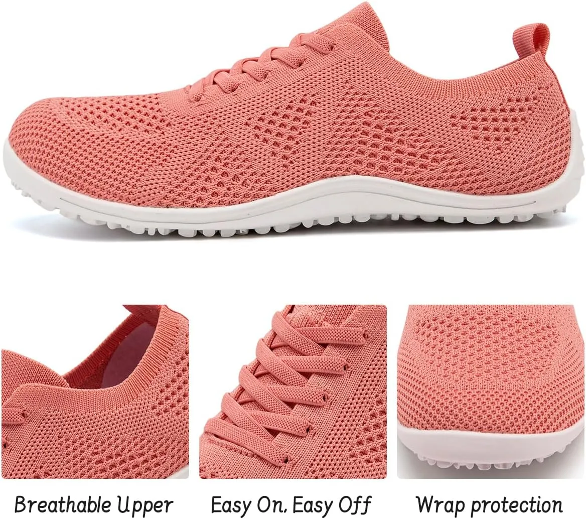 Women's Barefoot Shoes Walking Sports Zero Drop Sole Running Casual Sneakers Slip On Breathable Soft Fashion House Shoes White
