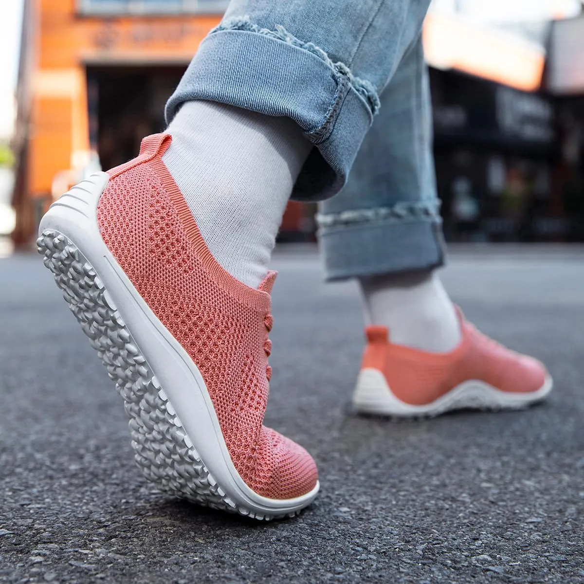 Women's Barefoot Shoes Walking Sports Zero Drop Sole Running Casual Sneakers Slip On Breathable Soft Fashion House Shoes White